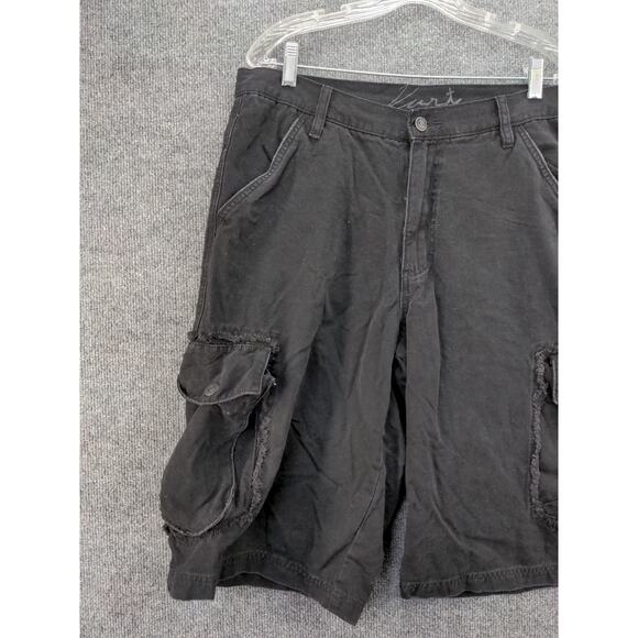 Mens Vurt Cargo Shorts Size 34 Black Pockets 100% Cotton Logo - Picture 3 of 9